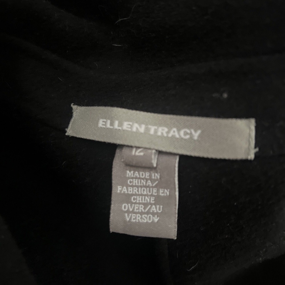 ELLEN TRACY 100% Wool Buttons Jacket Size 12 In Black - Picture 6 of 8